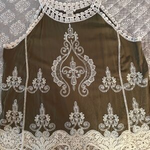 Ultra Pink White and Green Embellished Blouse